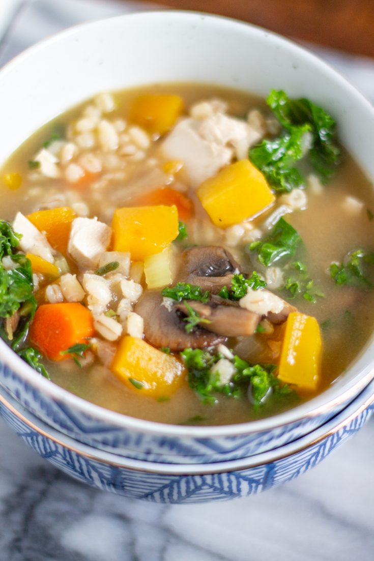 Chicken Soup with Butternut Squash, Barley, and Kale - thekittchen