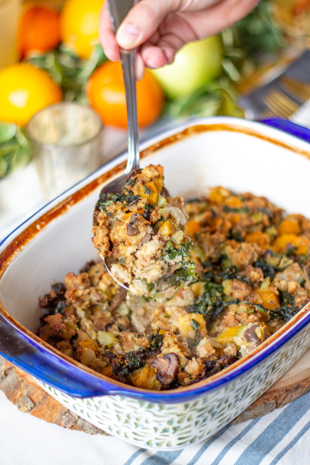Butternut Squash and Kale Stuffing | Healthy Thanksgiving Sides