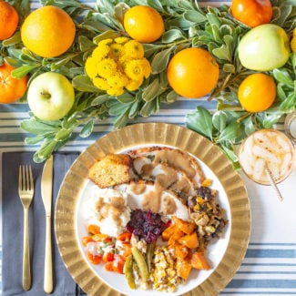 Thanksgiving Table Setting with Fresh Fruit