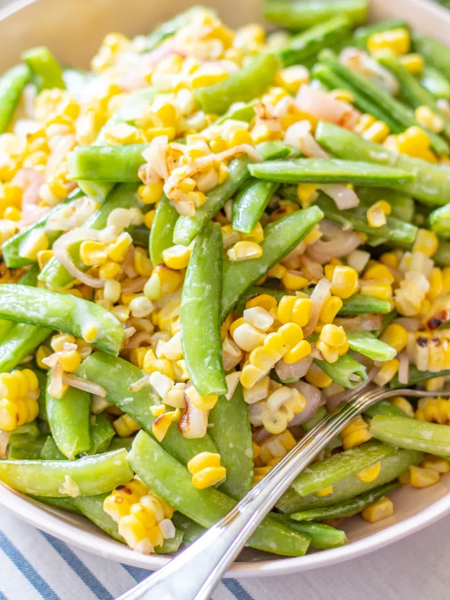 Summertime Salad with Fresh Pea Pods and Corn