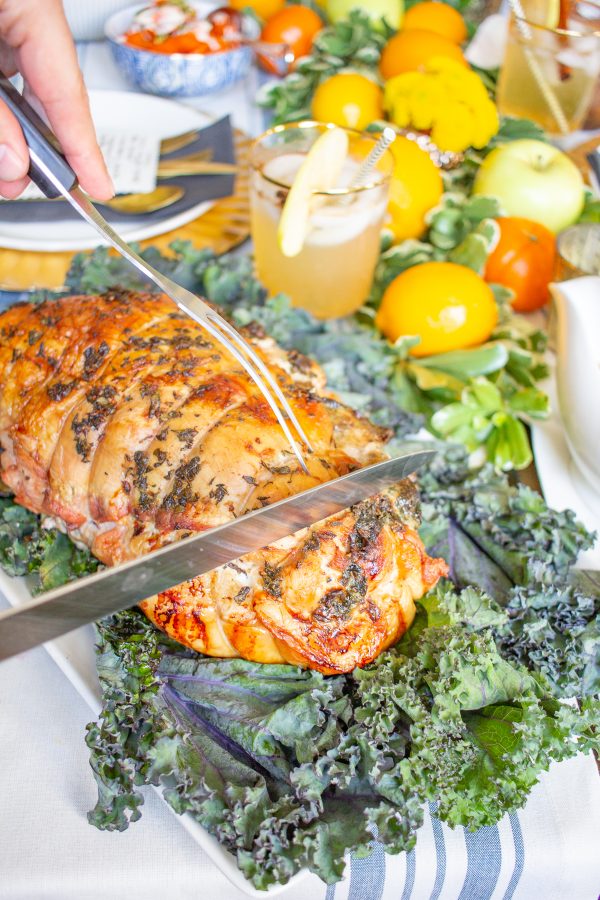 This Mushroom Spinach Stuffed Turkey Breast is a fun alternative to serving a whole turkey at Thanksgiving or Christmas. A turkey breast is stuffed with a cheesy mushroom spinach dip and then roasted. It is loaded with flavor and it pairs well with gravy and mashed potatoes!
