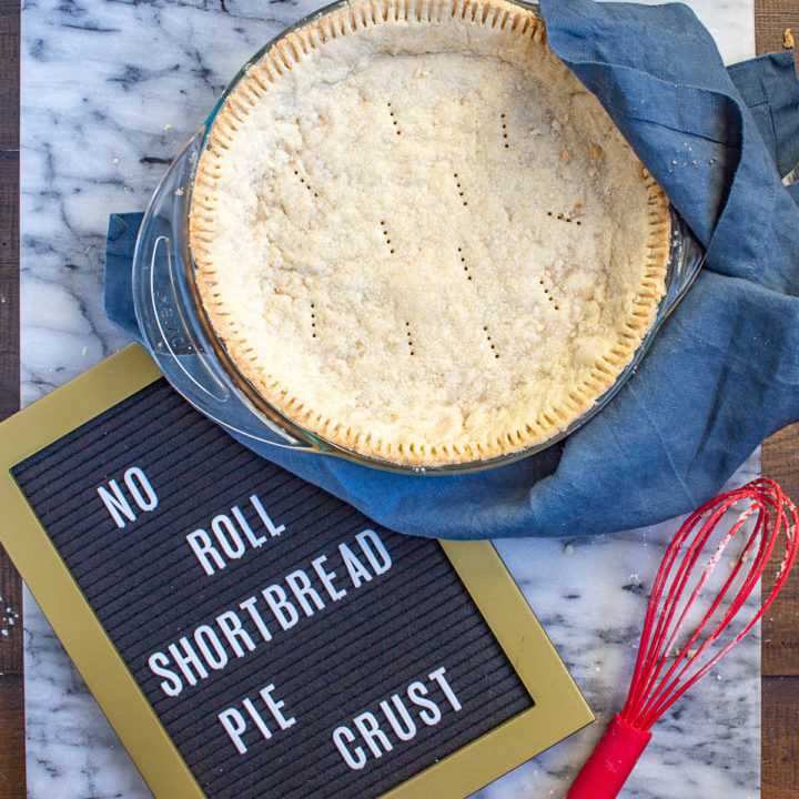 No Roll Pie Crust | This no roll shortbread pie crust recipe is the easiest way to make a pie crust from scratch! #pie #piecrust