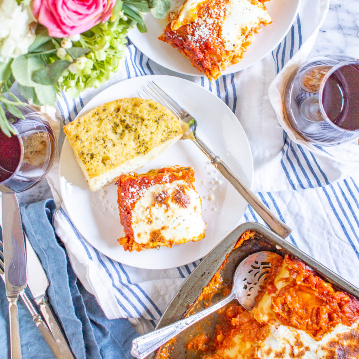 Veggie Lasagna Roll Ups filled with ricotta, mascarpone, bell peppers, and zucchini - a hearty vegetarian meal that you can make in just 20 minutes of active preparation time.