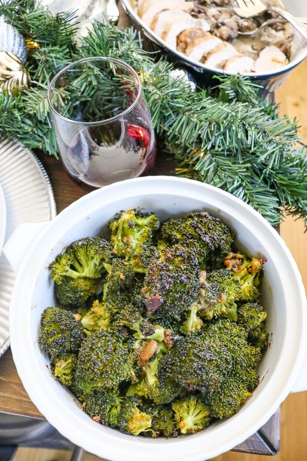 Miso Garlic Roasted Broccoli | The rich umami flavor of miso adds so much to simple roasted broccoli. Miso Garlic Roasted Broccoli has a balance of buttery, salty, and garlic flavors. 