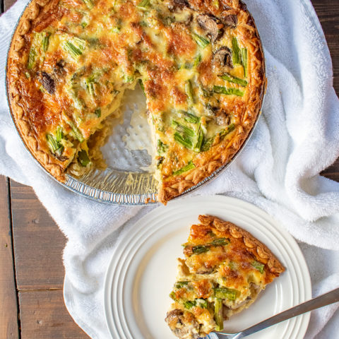 Easy Quiche Recipe with Asparagus, Mushrooms and Cheddar - thekittchen