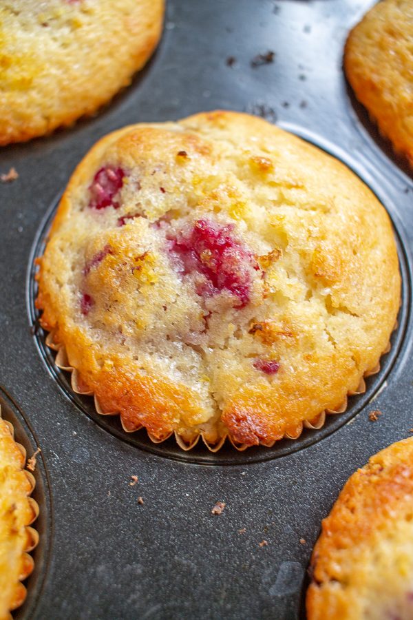 Lemon Ricotta Raspberry Muffins | A springtime muffin recipe