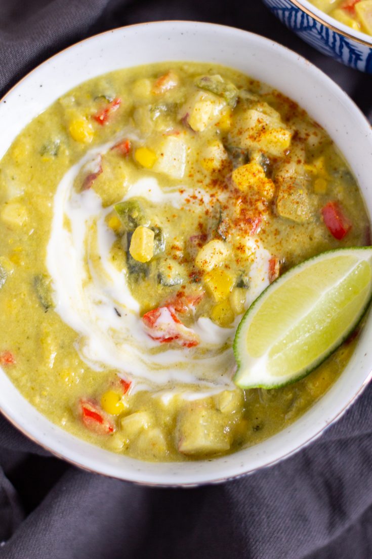 Roasted Poblano Corn Chowder | Poblano Corn Chowder without Cream