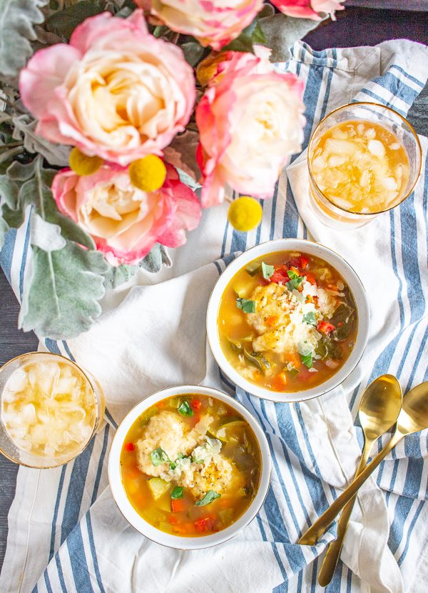 Italian Vegetable Soup with Parmesan Dumplings | This hearty Italian Vegetable Soup with Dumplings is an easy recipe and a delicious way to eat more vegetables. It's filled with tomatoes, zucchini, beans, and swiss chard.