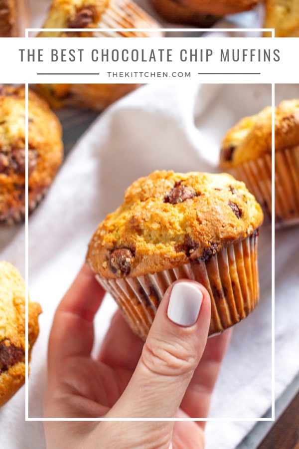 The Best Chocolate Chip Muffins | Learn how to make the best chocolate chip muffins. These muffins have big fat muffin tops, just like bakery muffins.