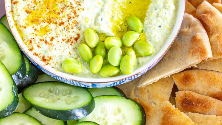 Edamame Hummus | A quick and easy recipe for hummus made with edamame and lemon.