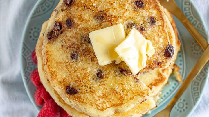 Chocolate Chip Pancakes | Learn how to make light and fluffy cake-like Chocolate Chip Pancakes