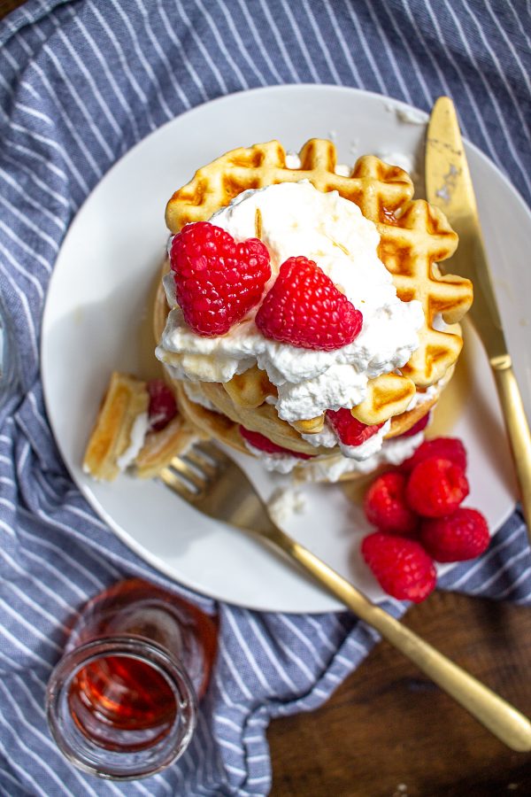 A quick and easy recipe for light and fluffy from-scratch waffles.