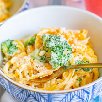 Butternut Squash Noodles with Broccoli and a Cream Sauce