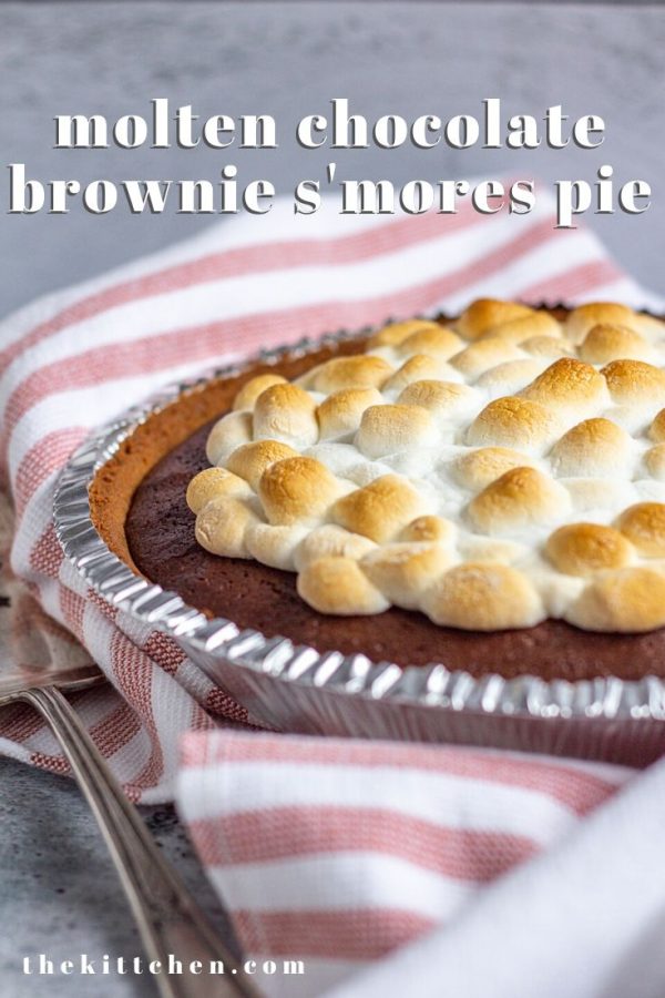 Molten Chocolate Brownie S'mores Pie is a decadent dessert that is easy to prepare. It tastes like the combination of molten chocolate cake, brownies, s'mores. It's heaven on a plate.