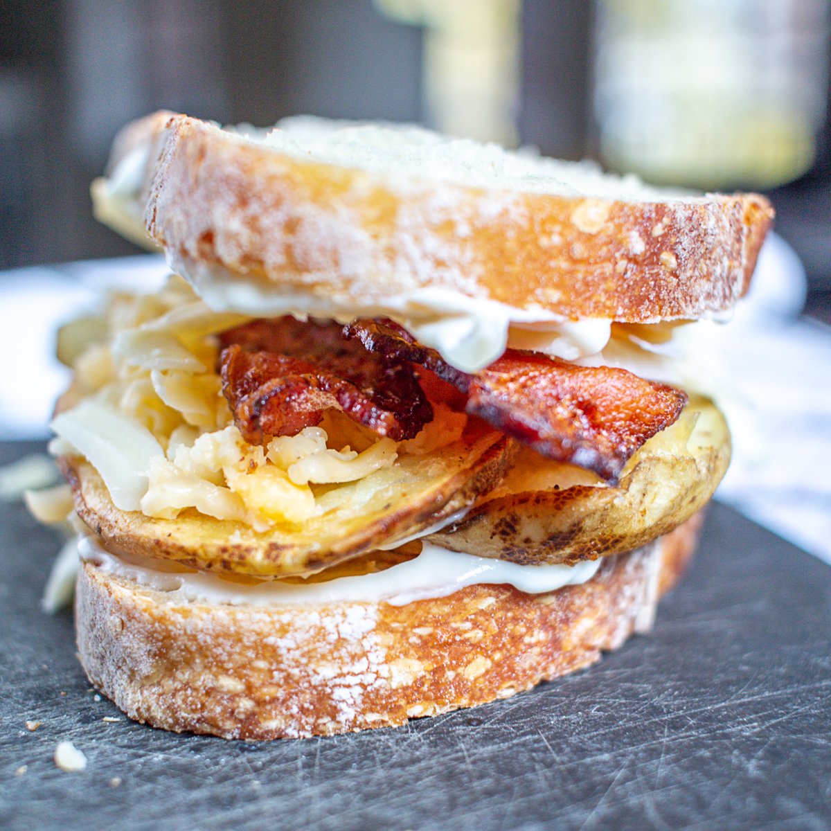 Loaded Baked Potato Grilled Cheese Potato and Bacon Grilled Cheese