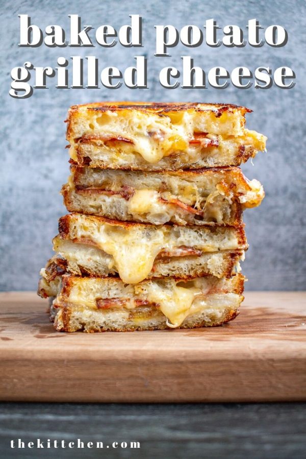 This Baked Potato Grilled Cheese is the combination of two of the greatest comfort foods in the world: baked potatoes and grilled cheese. It's a recipe mash up that works.