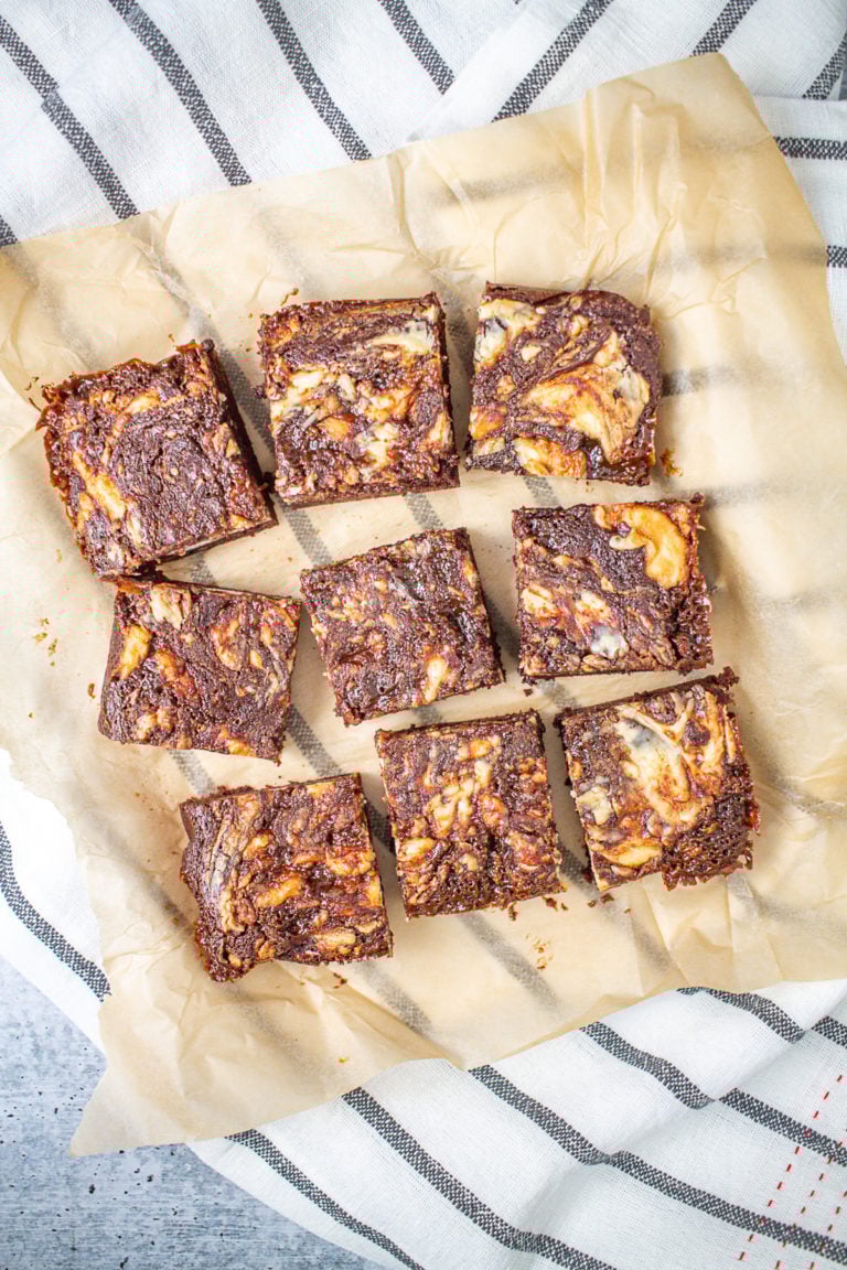 Caramel Cheesecake Brownies Made Using a Boxed Brownie Mix