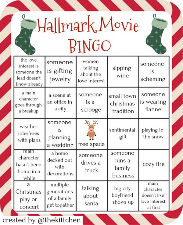 Hallmark Movie Bingo | Four unique bingo cards that go along with Hallmark Christmas movies, Lifetime Christmas movies, and all cheesy holiday movies. #bingo #hallmarkmovies 