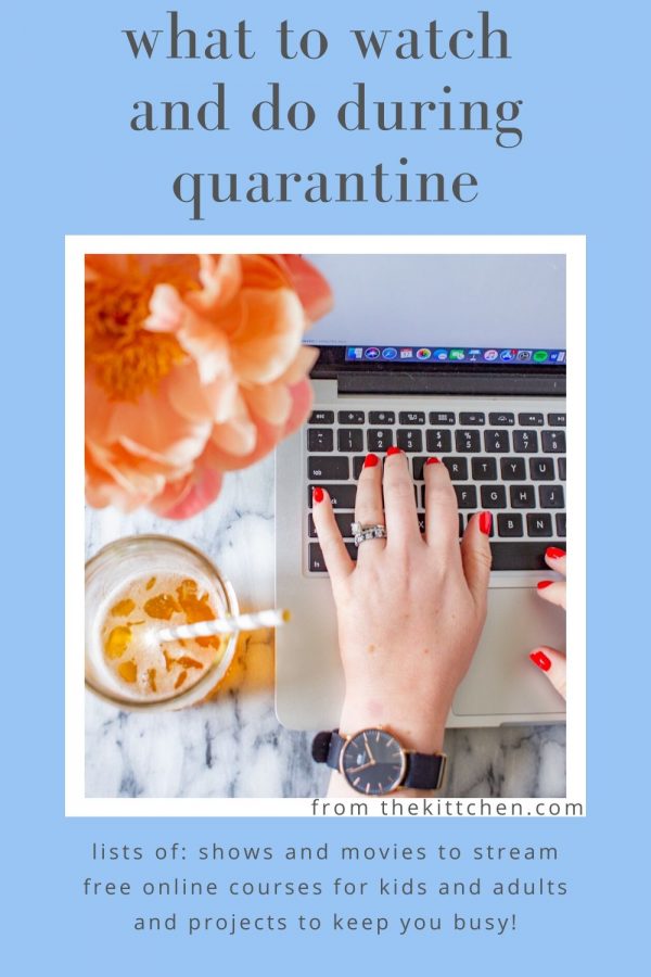 A guide of what to watch during quarantine, quarantine projects to help keep you busy, virtual art experiences, free online courses, and more!