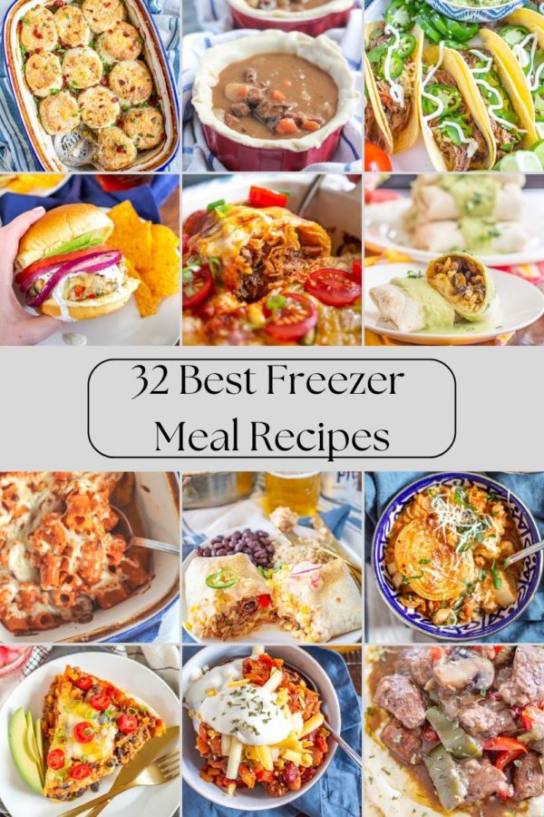 32 Freezer Meals that make busy nights easier. Learn tips and freezer meal recipes so you can create your own stash of ready to go dinners. | Slow Cooker Freezer Recipes | Healthy Freezer Recipes | Breakfast Recipes 