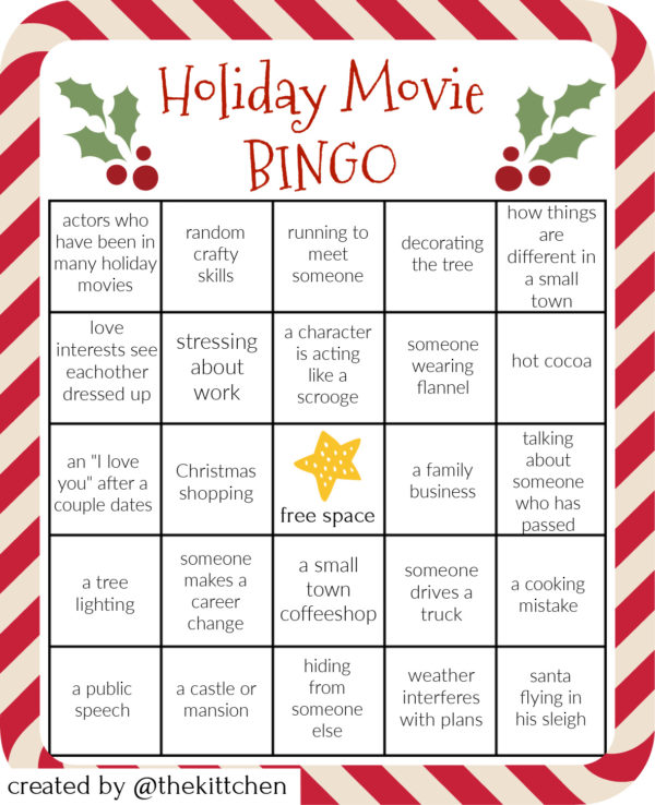 Holiday Movie Bingo - 6 bingo cards