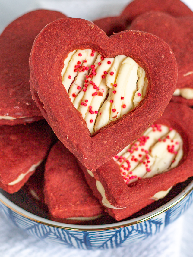 Red Velvet Shortbread Cookies with Cheesecake Filling Story